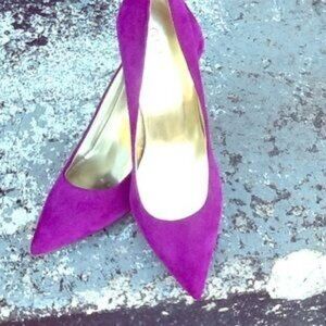 NWOT - Guess Purple Suede 3 1/2" Heels Sz 5 1/2